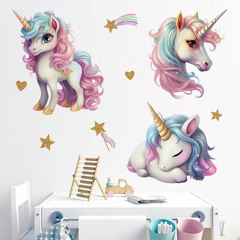 Unicorn Vinyl Child Wall Sticker For Baby Room Decoration Bedroom Accessories Furniture Sticker Adhesive Wallpaper Wall Decor