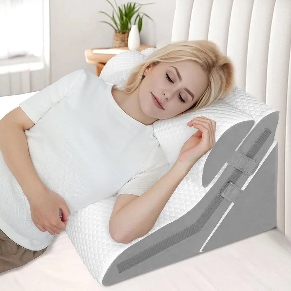 3 unids/set almohada de cuña para dormir almohada triangular plegable ajustable para ronquidos y después de la cirugía alivio del dolor de espalda reflujo ácido