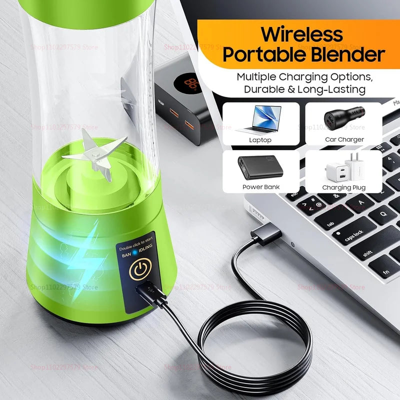Spremiagrumi elettrico portatile da 380 ml frullatore per frullato ricaricabile USB robot da cucina mixer per frutta mini spremiagrumi da cucina compatto