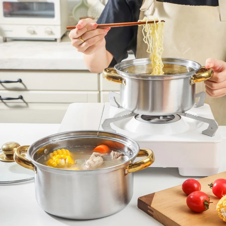 12pcs Eco-Friendly Stainless Steel Kitchen Cookware Set Non-Stick Pots and Pans with Gift Box for Cooking