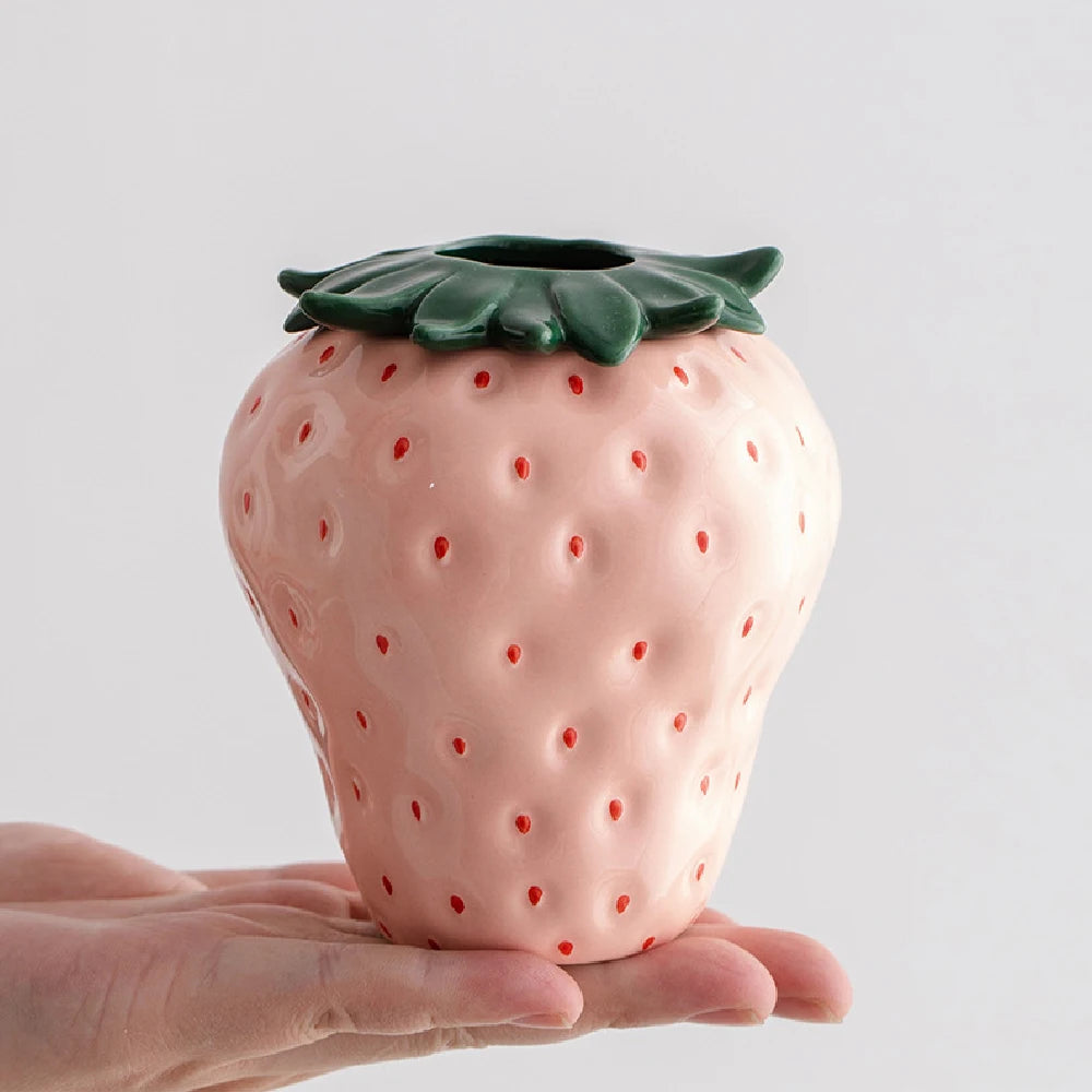 Strawberry ceramic vase, flowerpot, living room, home decoration and ornaments
