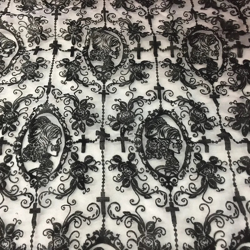 Gothic Lolita Black Lace Fabric Gauze DIY Women's Clothing Couture Material Accessories Couture Sewing Accessories Lace Fabric