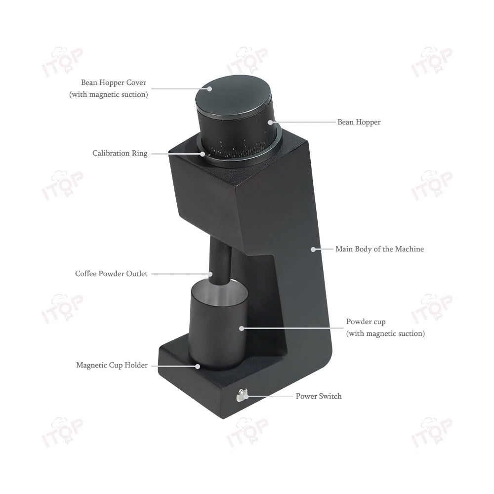 Itop 03 Električni kavni mlinček šest jedrnih 38 mm burr gospodinjski kavni brusilnik mlinček za mlinček za espresso filter VS3