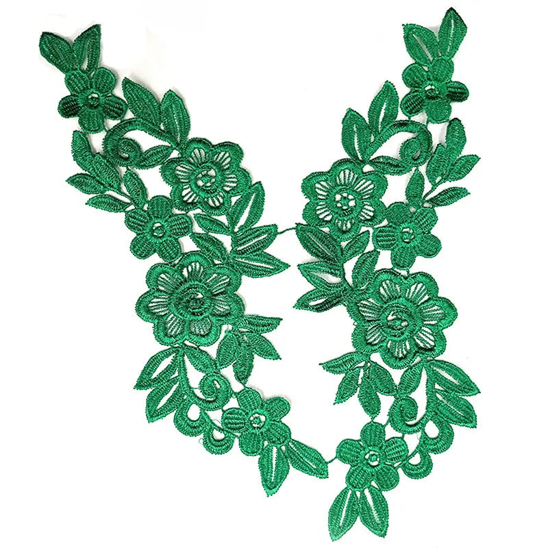 1 Pair Lace Fabric Applique Flower Wedding Fabric for Costume Dress Decor Patch Sewing Applique Crafts DIY Clothing Accessories