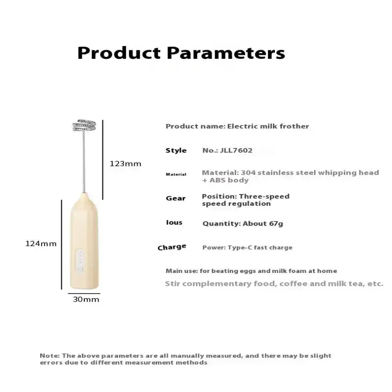 Electric Milk Frother Mini Handheld Wireless Powerful Type-C Rechargeable Convenience Coffee Milk Whipping Kitchen Whisks