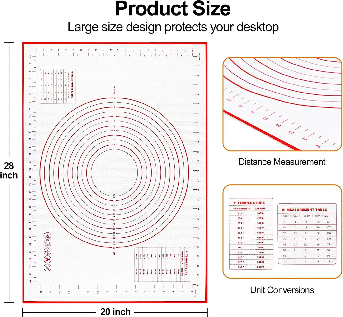 Large Kneading Dough Mat Silicone Table Mats Pad Sheet Baking Mat Pizza Cake Dough Maker NonStick Pastry Rolling Pad Bakeware