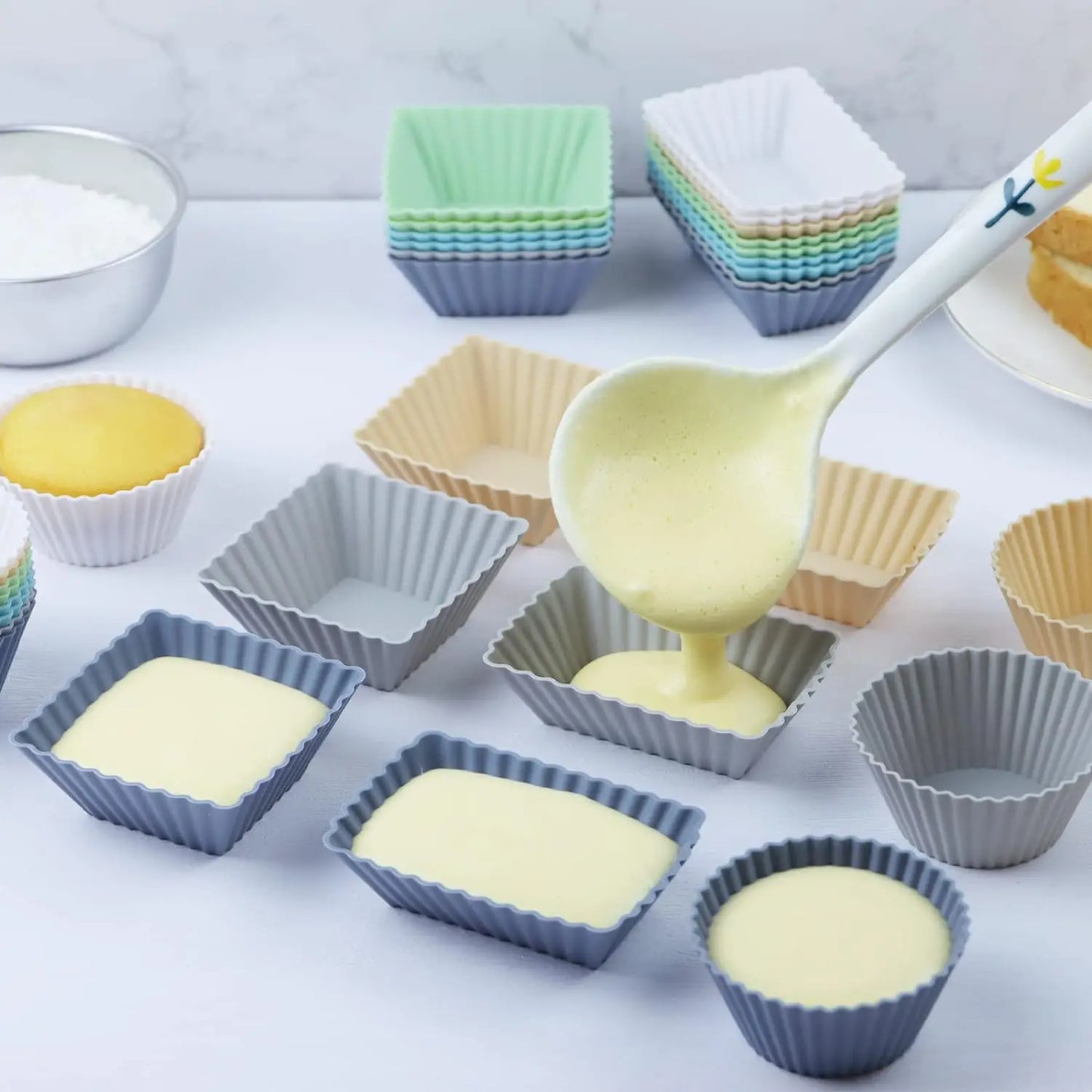 12pcs/Set Silicone Cake Mold Round Shaped Muffin Cupcake Baking Molds Kitchen Cooking Bakeware Maker DIY Cake Decorating Tools