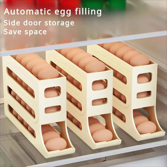 Koelkast Eieropbergdoos, 4-laags Rolling Egg Holder Dispenser, Keuken Automatische Scrolling Egg Holder Kitchen