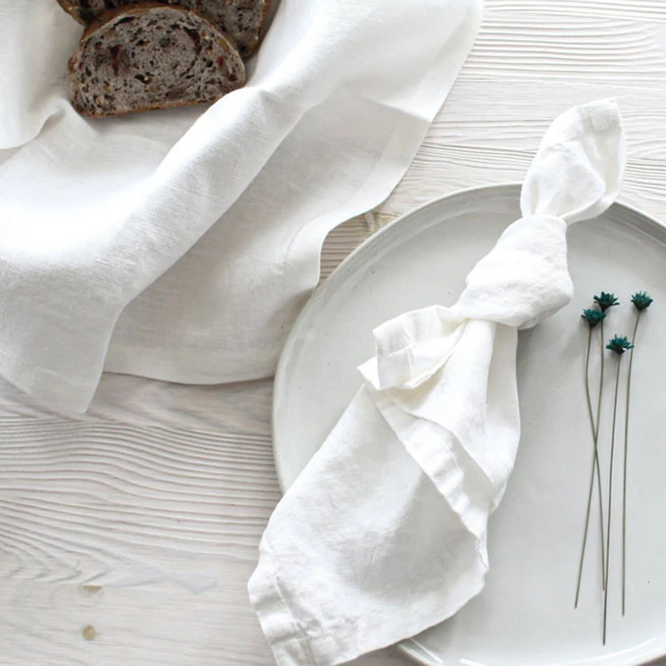 4PCS 40X40CM Pure Linen Napkins Cloths Soft Comfortable Fabric Reusable Kitchen Accessories for Wedding Birthday Parties