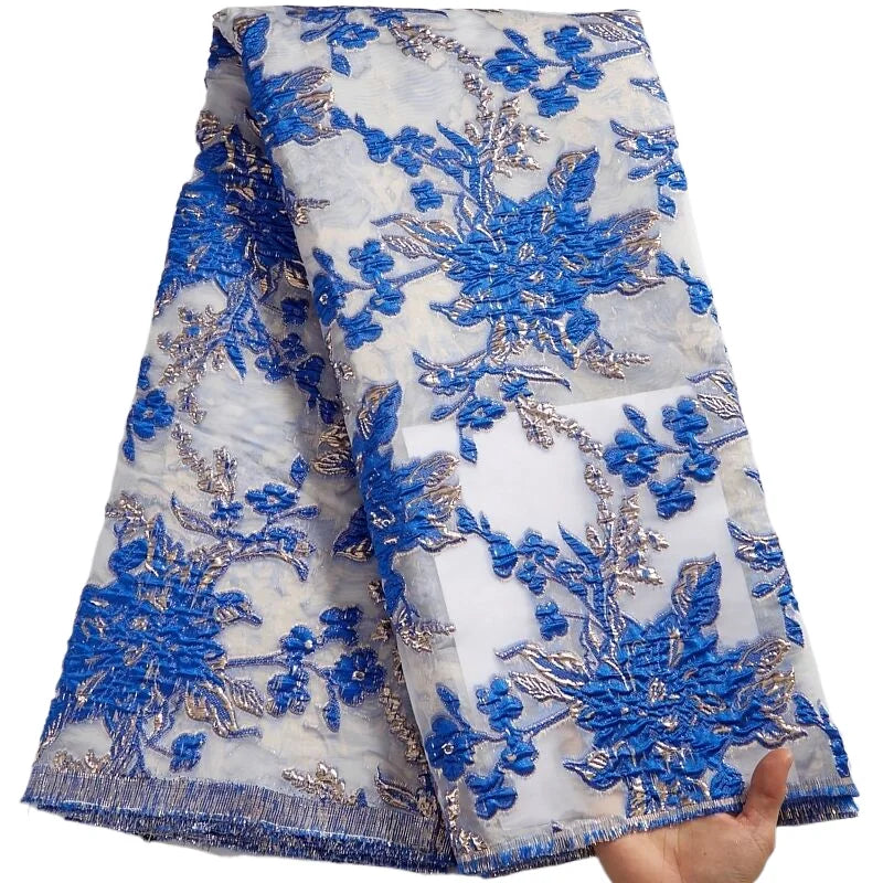 African Jacquard French Gilded Lace Nigerian Brocade Lace Fabric Evening Party Dresses High Quality For Women Sewing2.5yards2579