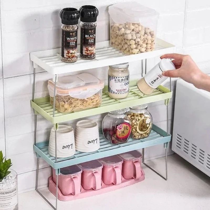 1pc Multifunctional Storage Racks Household Sundries Makeup Organizer Space Saving Kitchen Seasoning Bottle Storage Shelf