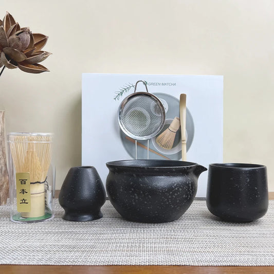 Kit de thé Matcha, ensemble de 6 pièces, changement de glaçage avec tasse principale, fouet en bambou à 100 dents, cuillère à thé, accessoires japonais pour thé Matcha