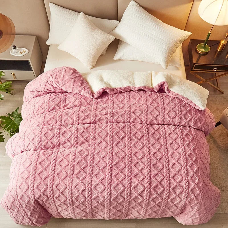 Dvostruka upotreba Umjetni kašmir pokrivač zima topli plišani prekrivač pokrivač pokrivač Toplina dvostrana fleece Comforter pokrivača meka