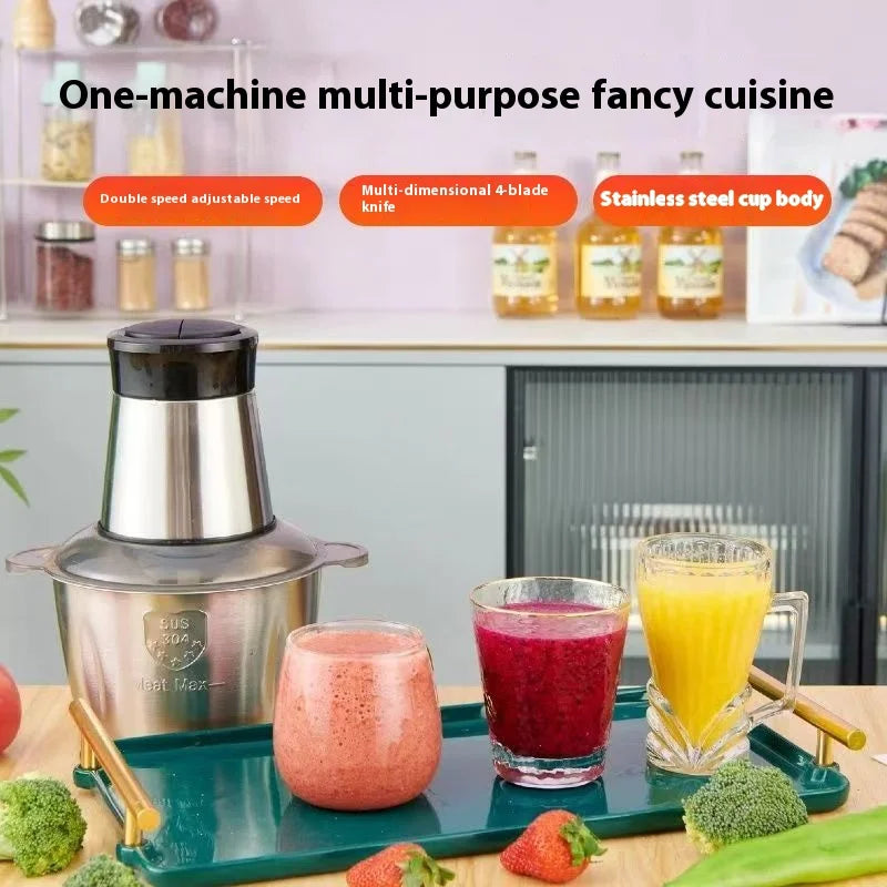 220V EU Meat grinder electric stainless steel automatic Large Capacity high-power cutting household Food Processor Chopper