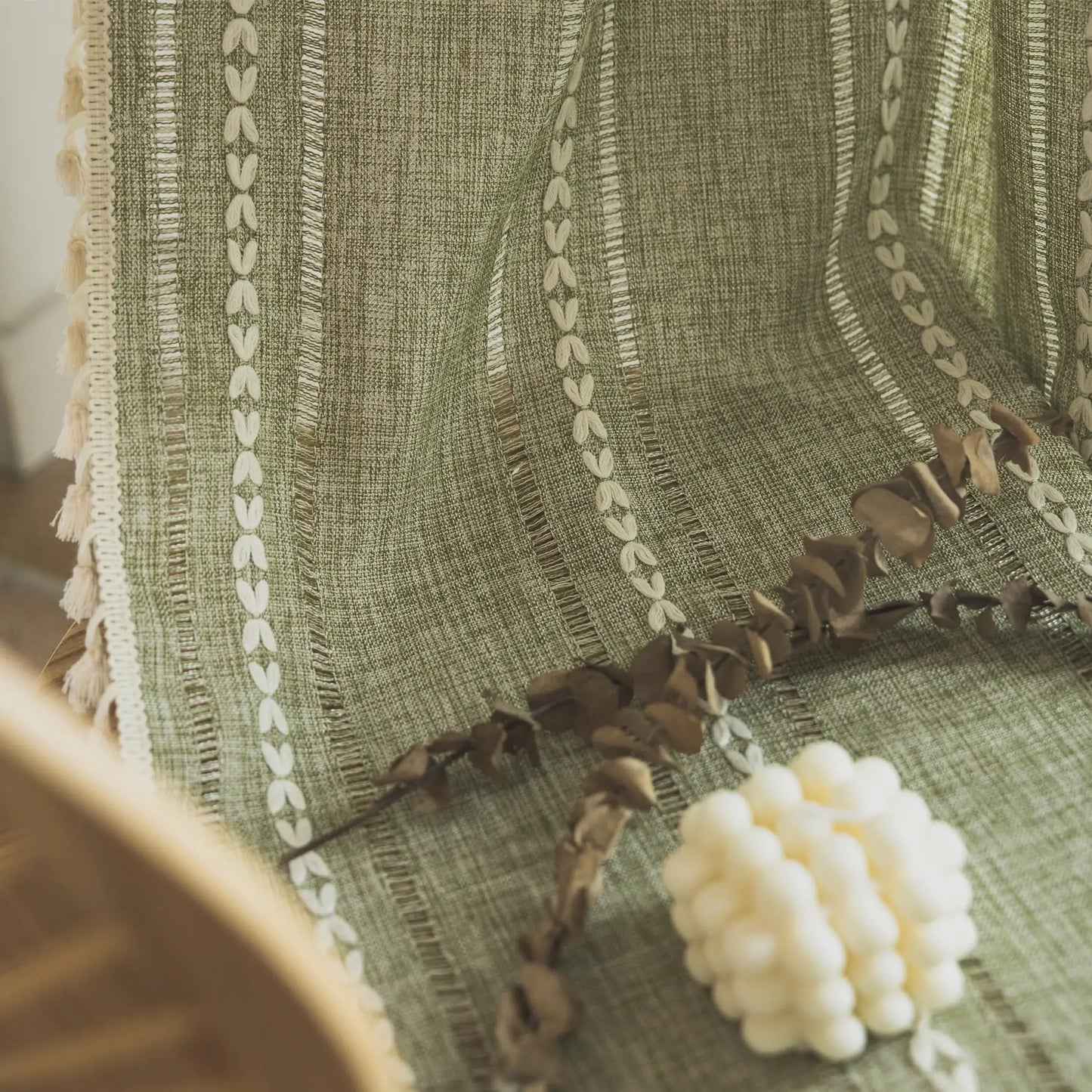Zasłona Boho do sypialni, jadalni, kuchni, czeski szykowny teksturowany haft, ręcznie robiona zasłona z frędzlami w stylu vintage, 1 panel