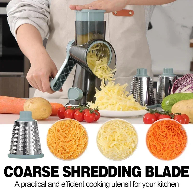 2025 3-in-1 Roterende Kaasrasp Multifunctionele Handleiding Veg Slicer Moer Grinder Keuken Essentiƫle Tool