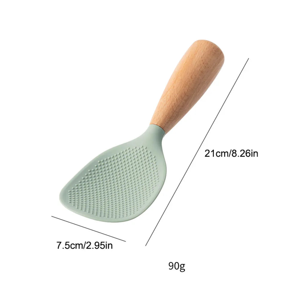 1 stk silikon skje non-stick matlaging skje anti-scaling gryte ris høy temperaturbestandig skje holdbare kjøkkengadgets