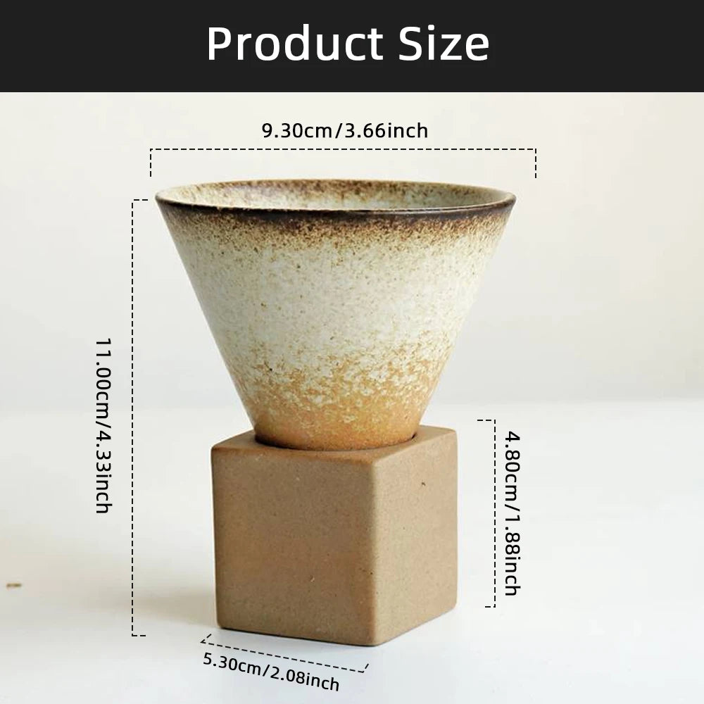 Creative Retro Ceramic Coffee Cup Rough Pottery Tea Cup Japanese Latte Pull Flower Porcelain Cup Household New Pottery Mug