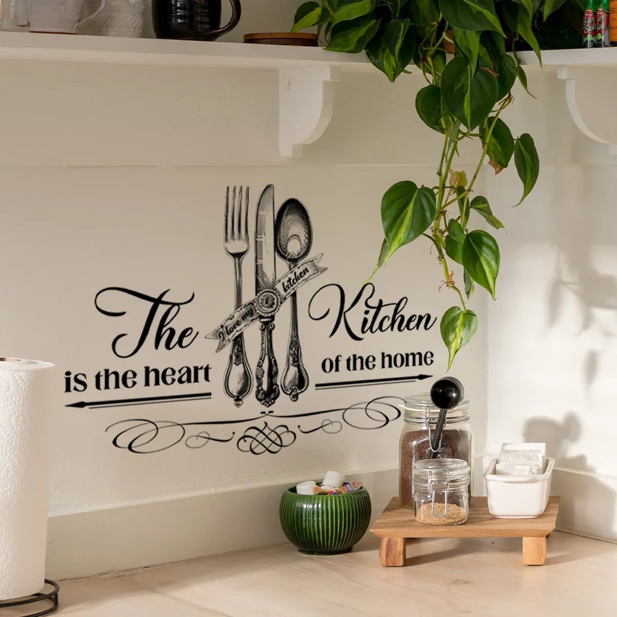 Kitchen Tools Knife and Fork Pattern Wall Sticker for Lovely Home Kitchen Dining Room Background Wall Decoration Self-Adhesive