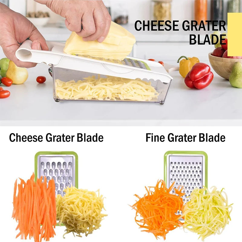 Kaasrasp met Container 5 in 1 Mandoline Snijmachine Keuken Groentesnijder Cutter Uiensnijder Veggie Julienne Snijmachine JT574