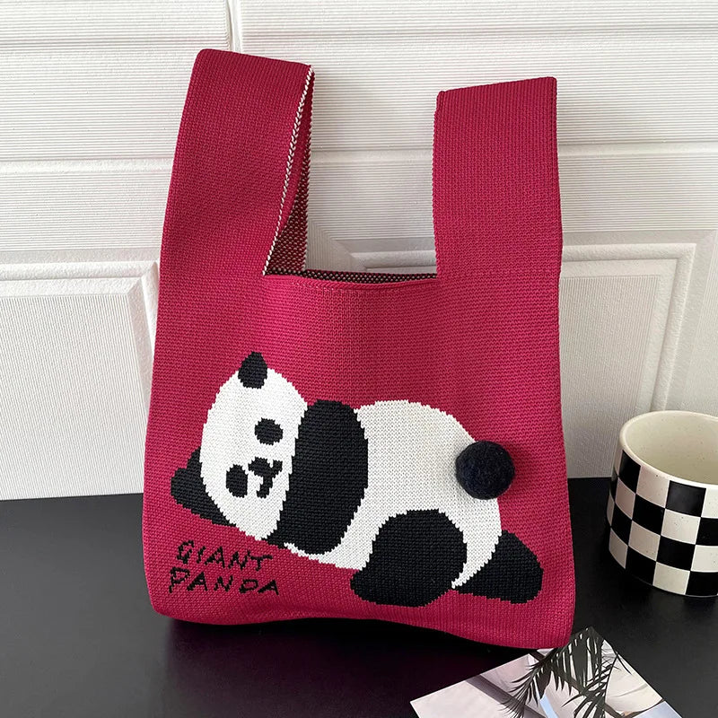 Women Handmade Knitted Small Handbag Casual Wrist Bag Versatile Shopper Mini Tote Bag Student Reusable Shoulder Bag Daily Use