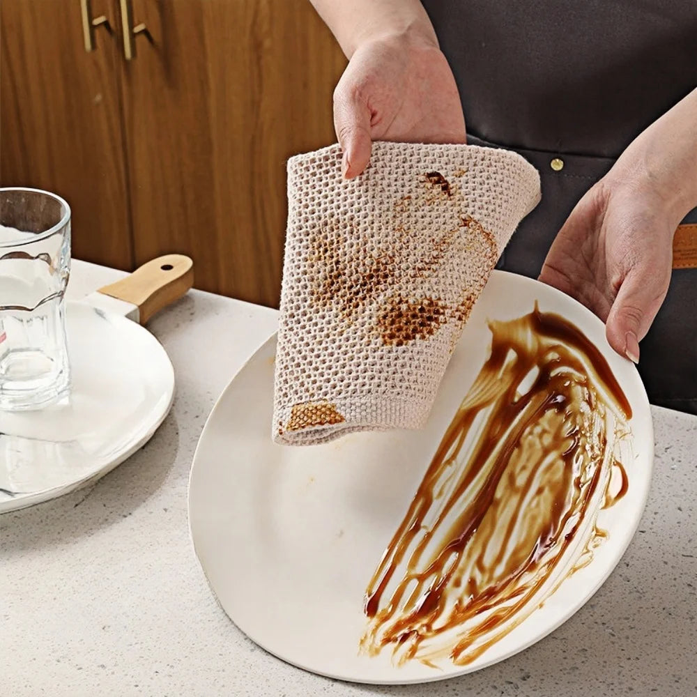 2/6Pcs Honeycomb 100% Cotton Dishcloth Towel Soft Absorbent Hand Towel Quick drying Home Kitchen Efficient Cleaning Cloth Tools