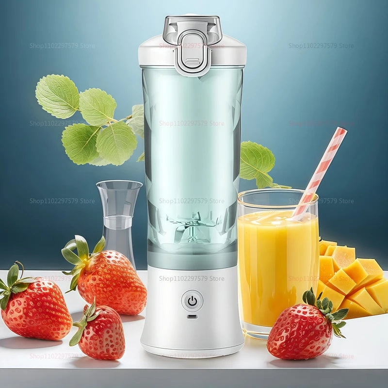 600ml Portable Electric Fruit Juicer Mixer machine USB Rechargeable Mini Fruit Juice Blender with 6 Blades Compact Juice Cup