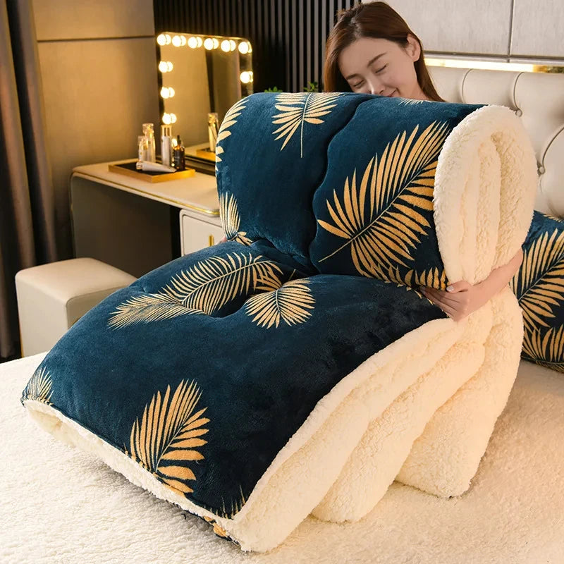 Inverno cama grossa colcha cobertor engrossado flanela quente velo consolador para noites frias conjunto edredons colchas os cobertores
