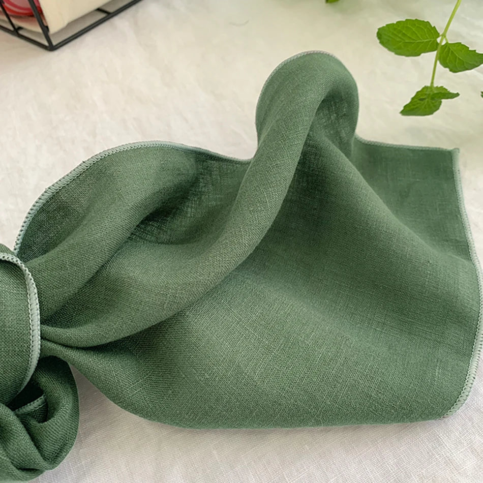 4PCS Pure Linen 100% Napkins Cloths Reusable 40x40cm Soft Comfortable Fabric Kitchen Accessories for Wedding Birthday Parties