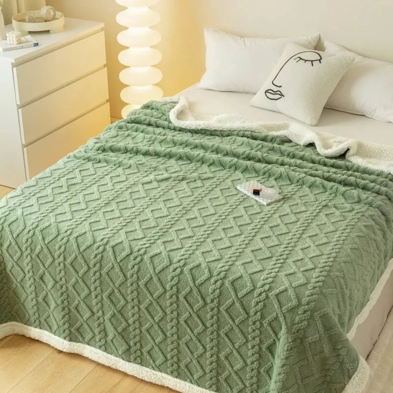 Una coperta arazzo Coperta Tafurong Coperta in lana d'agnello Coperta calda per il tempo libero Coperta per pisolino da ufficio