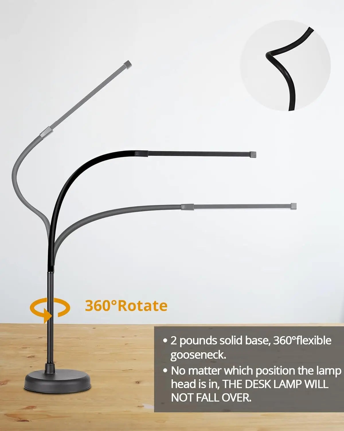 A LOOPITYS LED Desk Lamp, Swing Arm Architect Task Lamp with Long Flexible Gooseneck, 3 Color Modes, and USB Adapter