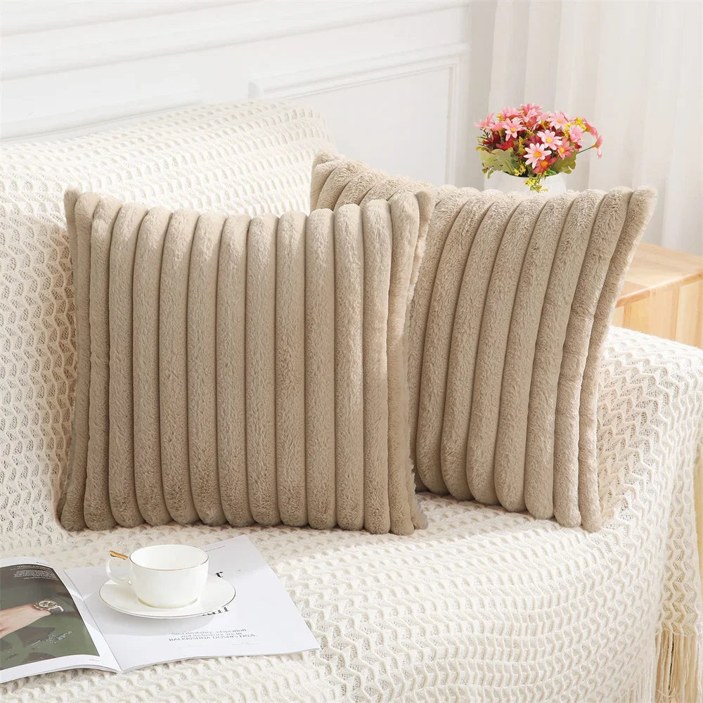 Olanly Faux Fur Pillow Cover 50x50cm Nordic Solid Cushion Cover 45x45 Soft Fluffy Pillowcase Decor Plush Throw Pillow Case Sofa