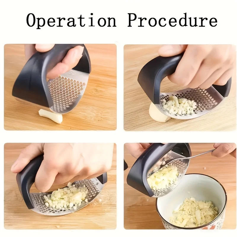 Stainless steel washable garlic press, thickened garlic clip, household garlic puree grinder, garlic mortar, kitchen tool.