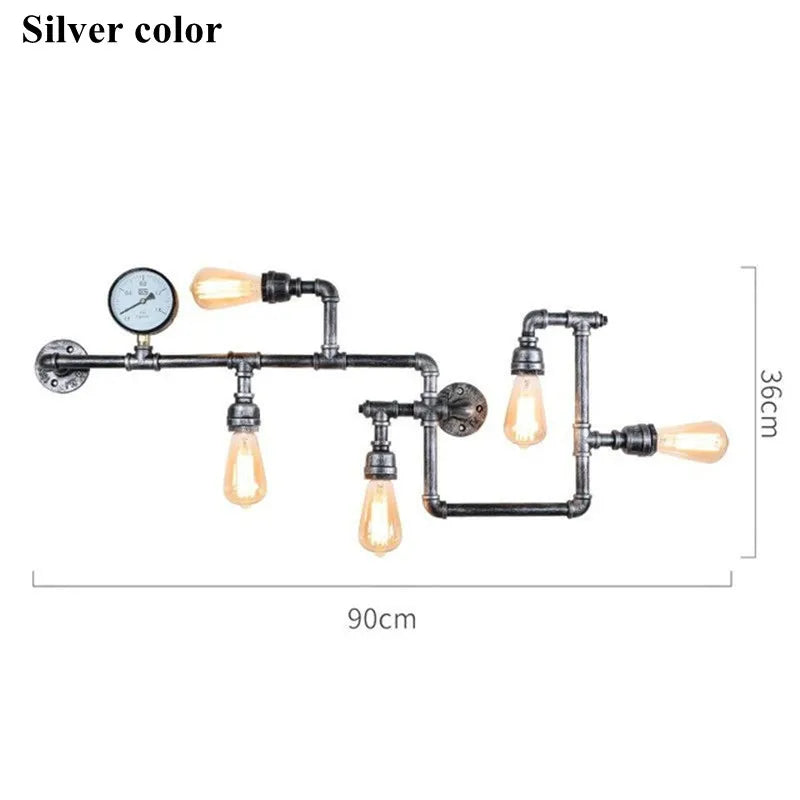 Lampada da parete vintage Steampunk Lampada da parete industriale per tubo dell'acqua per loft Ristorante Bar Negozio Arredamento Retro E27 Sconce Light Fixture