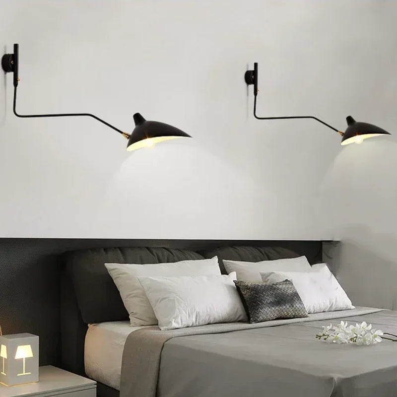 French Designer Long Arm Wall Sconce Lamp Rotary Led Light for Living Room Bedroom