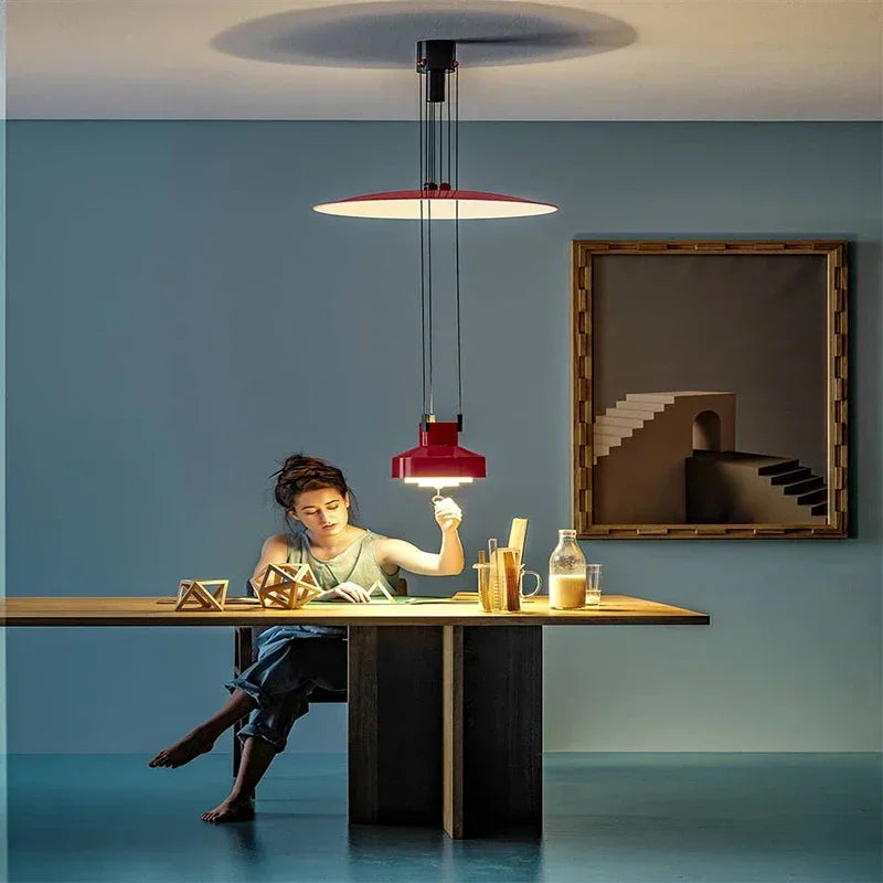 Nordic Italy Designer Modern Creative Living Room Pendant Lamp Retro Art Bedside Bedroom Study Adjustable Pendant Lamp