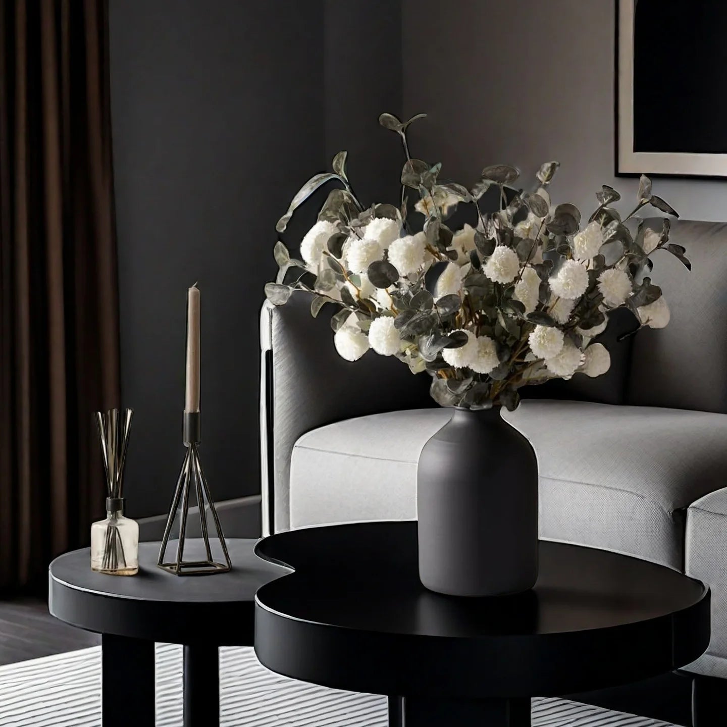 Matte Black Metal Vase, Ideal for Dried Flowers Gift for Wedding Home Spa Votive Candle Gardens Home Living Room Decoration Home