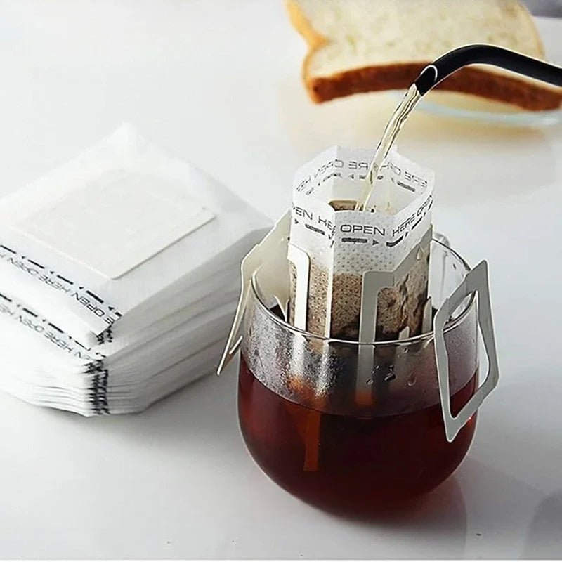 Biodegradable Coffee Filter Bags Disposable Drip Brewing Tool for Coffee Tea Travel Office Home Use Fast Flow Paper Filters