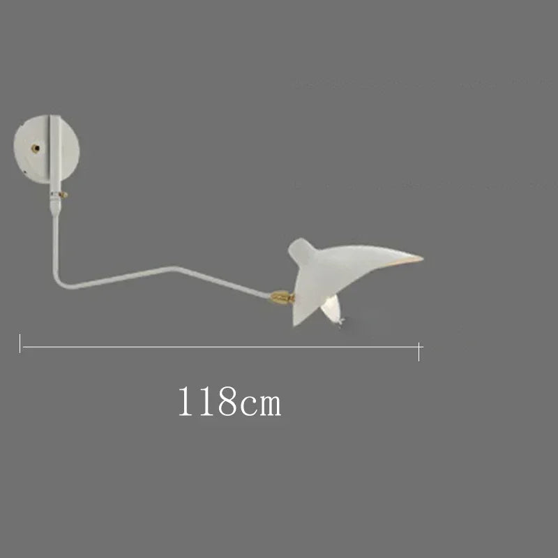 French Designer Long Arm Wall Sconce Lamp Rotary Led Light for Living Room Bedroom