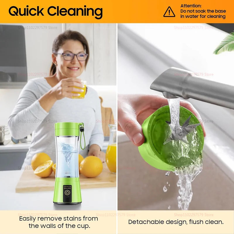 Spremiagrumi elettrico portatile da 380 ml frullatore per frullato ricaricabile USB robot da cucina mixer per frutta mini spremiagrumi da cucina compatto