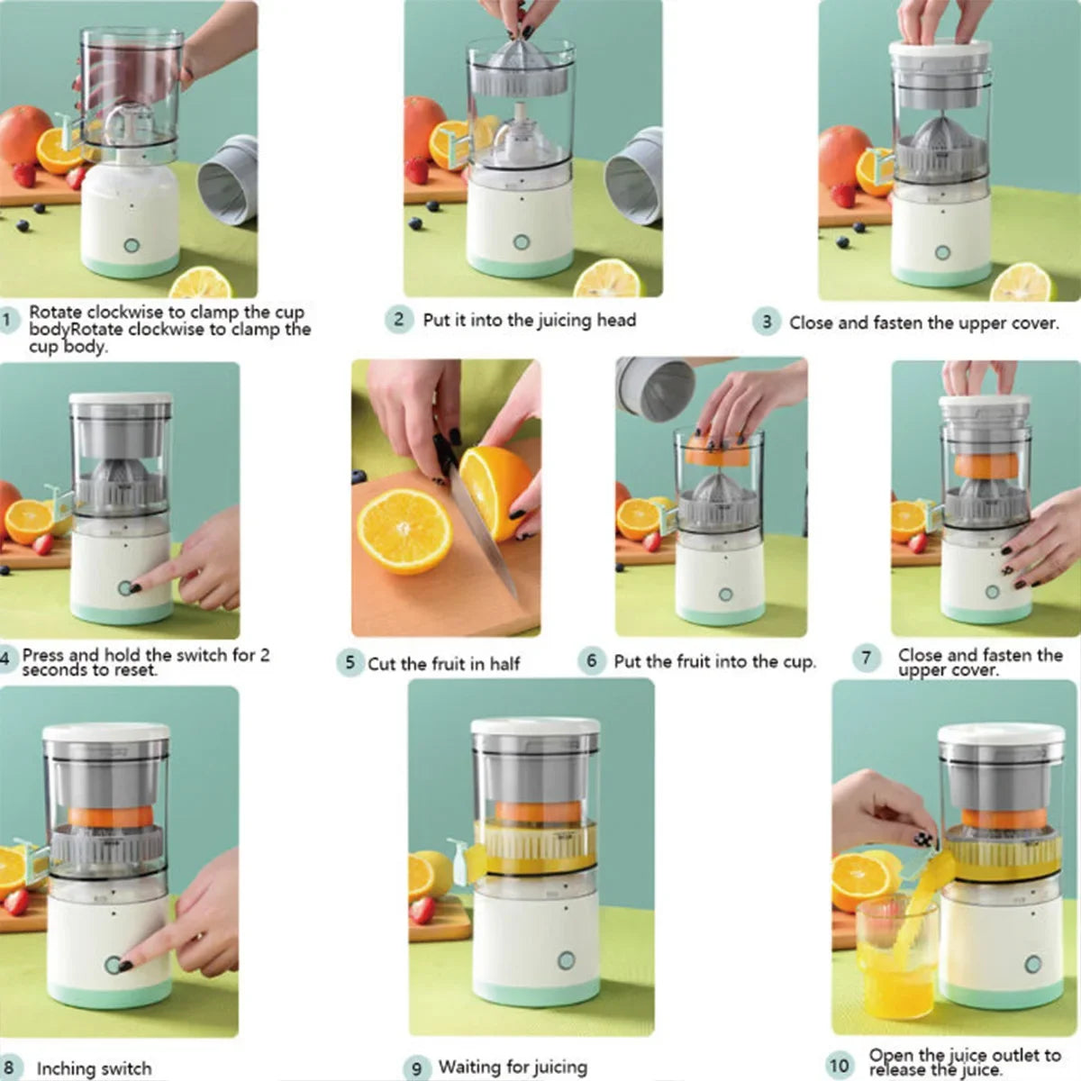 Nuovo estrattore di succo di frutta portatile per spremiagrumi domestico, spremuta elettrica ricaricabile tramite USB, produzione di succo elevata per arancia,