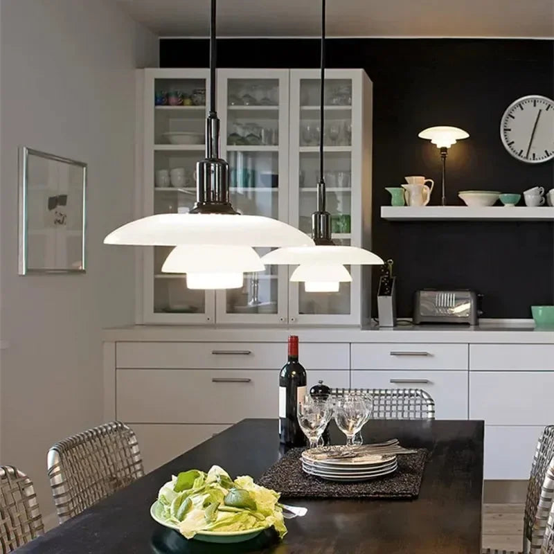 Bauhaus 3 Layer Glass LED Pendant Lamp Danish Designer Chandelier Bedroom Bedside Living Dining Room Lighting Fixtures Decor