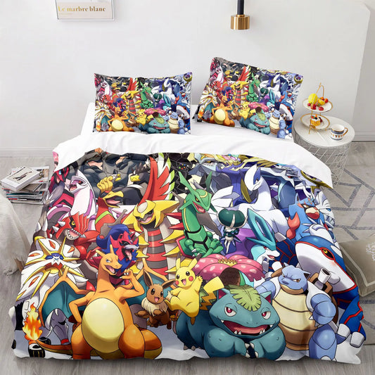 Pokemon pikachu спално бельо комплект 3d Home Dovet Cover Decor Decor for Kids Boy Girl Dovet Cover Queen King Size