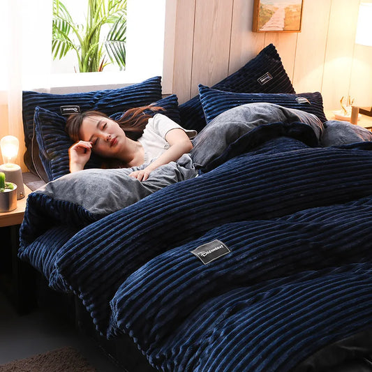 3бр. Duvet покритие зима зимни топли спални комплекти двойна юрган капак крал близнак кралица лег