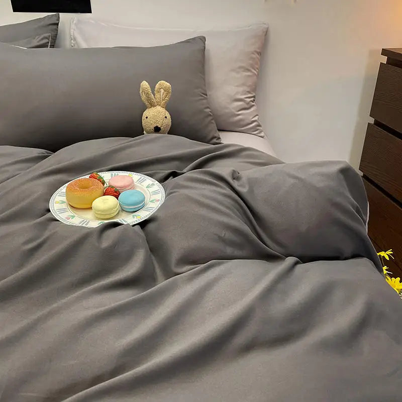 Bonenjoy 1 pc housse de couette Dark Gray Color Duvet Cover Double Size funda nordica cama 150 Queen/King Size Bed Cover