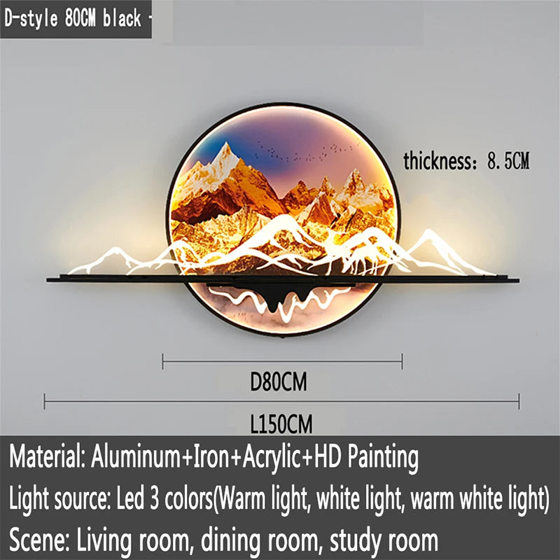 OUFULA Modern Picture Wall Light LED Chinese Creative Landscape Mural Lamp For Home Living Room Study Bedroom Decor