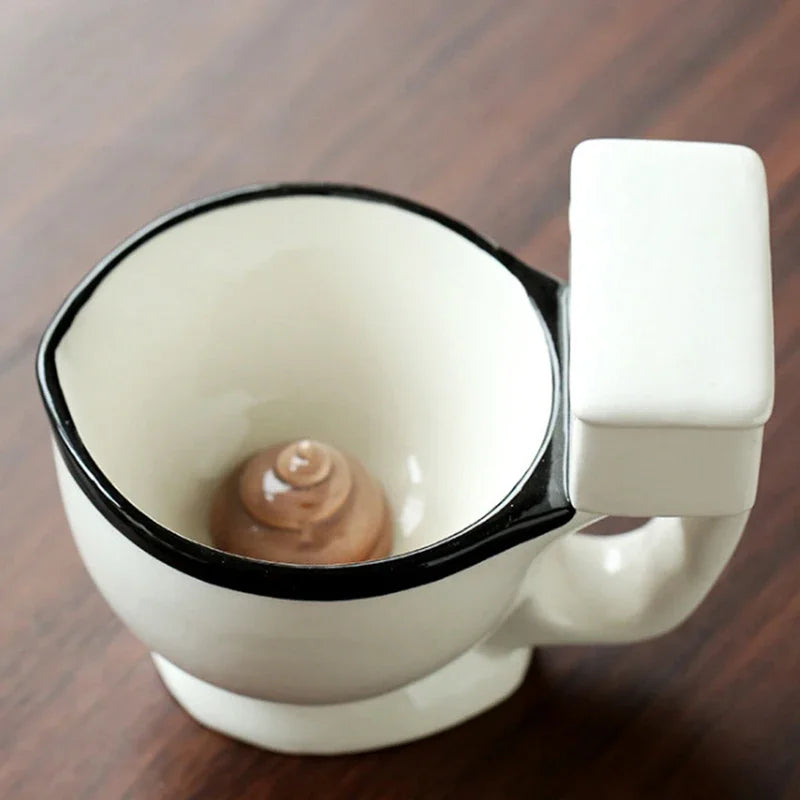 300ml Creative and Quirky Ceramic Cup Novel and Interesting Gift Toilet Ceramic Cup with Handle Coffee Tea Milk Ice Cream Cup