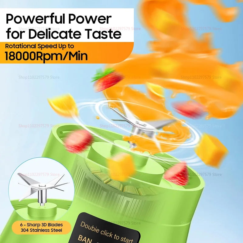 Spremiagrumi elettrico portatile da 380 ml frullatore per frullato ricaricabile USB robot da cucina mixer per frutta mini spremiagrumi da cucina compatto