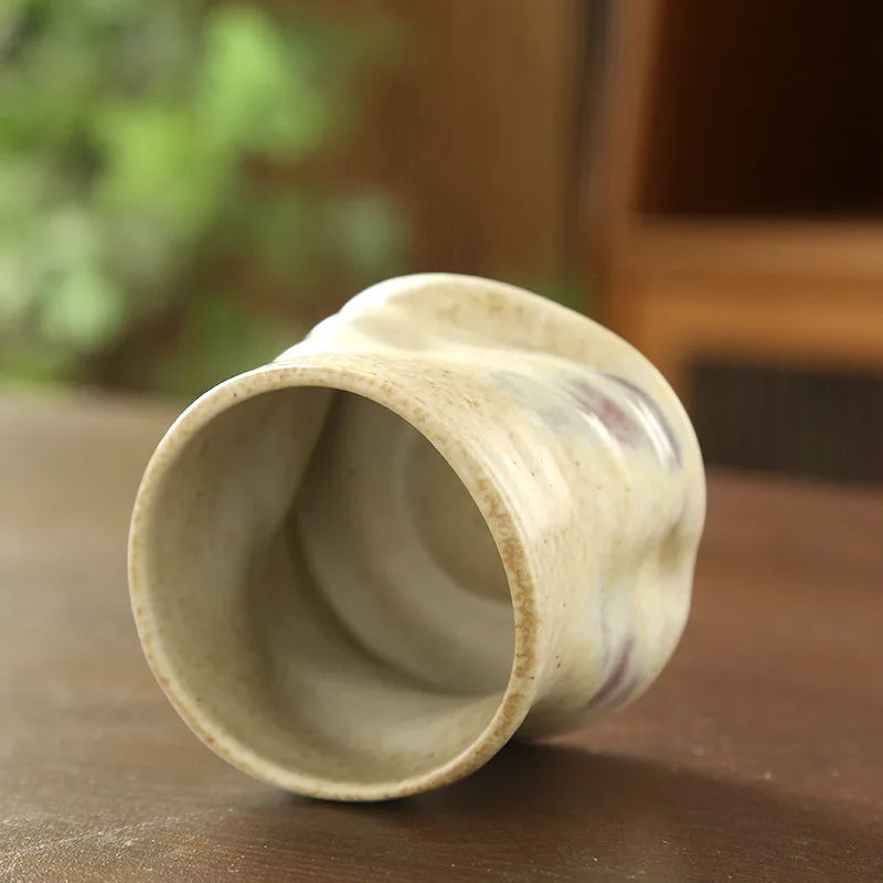 Rough pottery vintage espresso cup Creative hand-crafted pottery creased irregular ceramic cup coffee cups