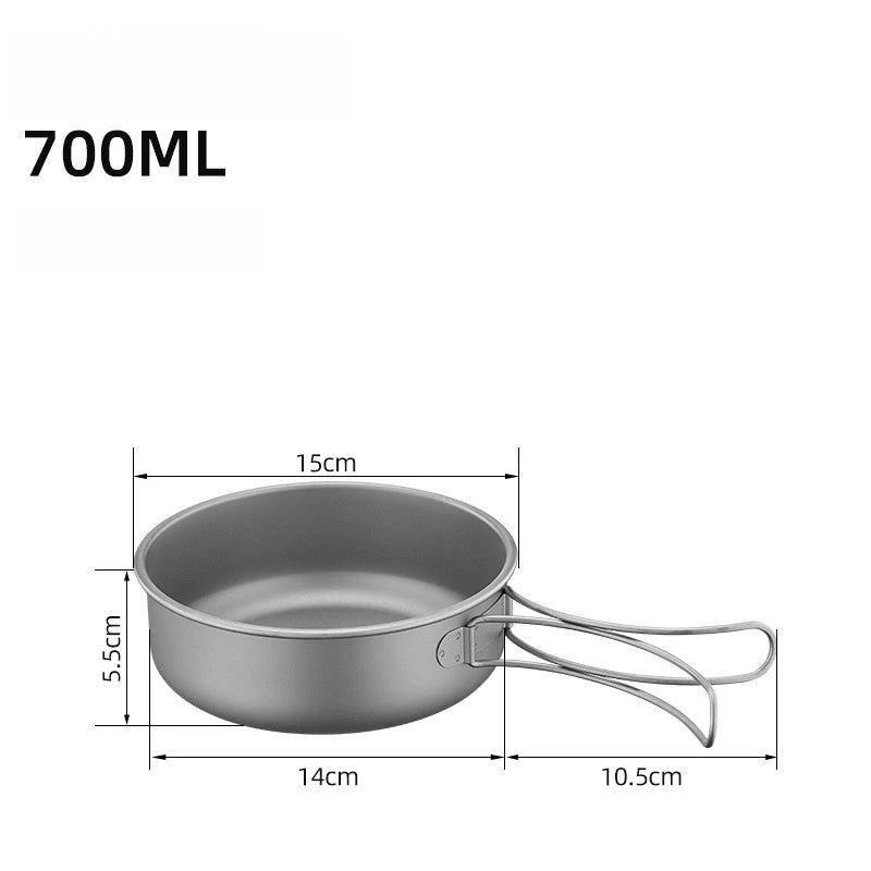 700ML/1200ML Titanium Frypan Outdoor Camping Hiking Picnic Cooking Frying Pan Backpacking Frying Pan Outdoor Cooking Pan Frypan